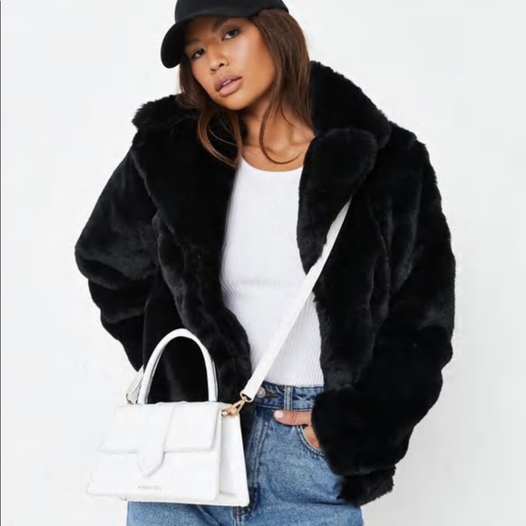 Black fur coat missguided Clearance